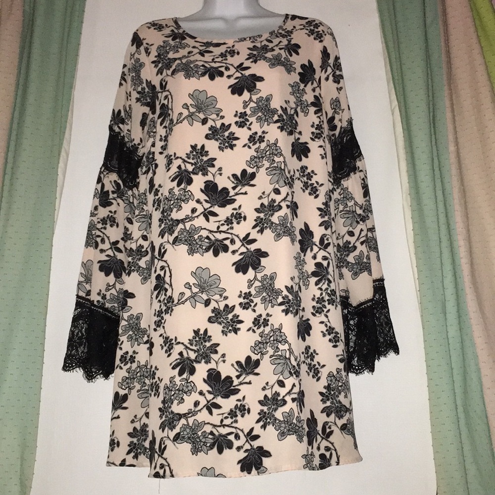 Charolette Russe floral print & lace dress